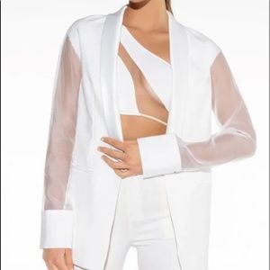 AKIRA OLIVIER SHEER MIX MEDIA BLAZER